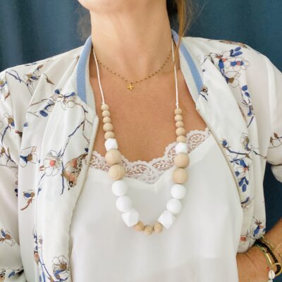 Long Bo.Aime white- Collier d'allaitement Baby Shell